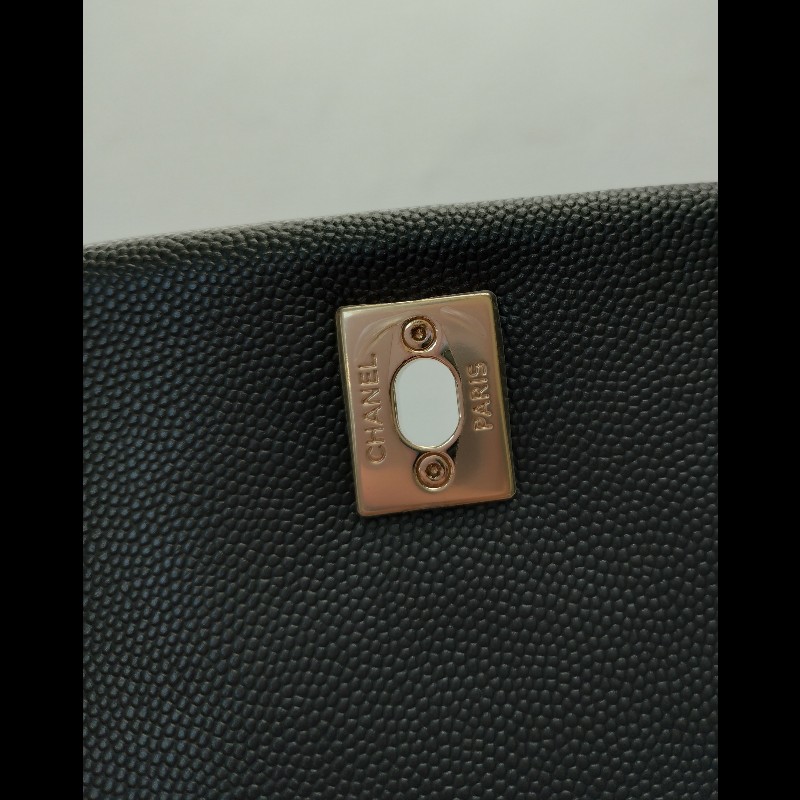 Chanel 紅把黑荔枝皮金鍊兩用包 Coco handle 23-25
