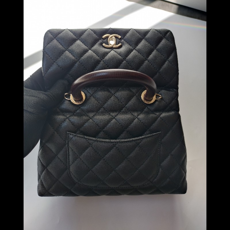 Chanel 紅把黑荔枝皮金鍊兩用包 Coco handle 23-28