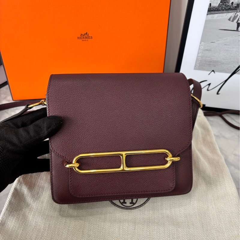 Hermes mini Roulis 豬鼻子 波爾多酒紅金扣-1