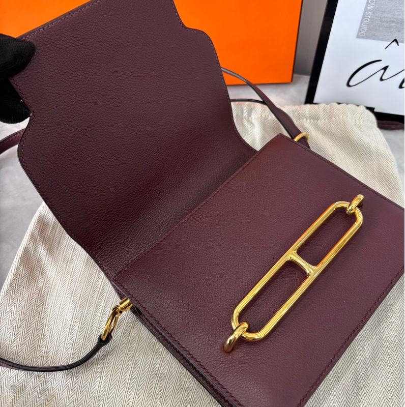 Hermes mini Roulis 豬鼻子 波爾多酒紅金扣-8