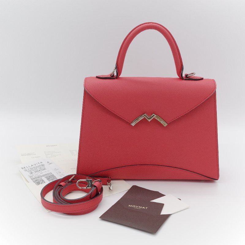 Moynat 莫奈 Gabrielle PM 杜鵑紅 小牛皮 單肩包 手提包 專櫃 137,000-0
