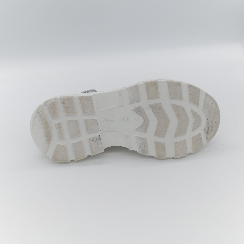 Alexander McQueen 亞歷山大·麥昆 Tread Slick 全銀亮粉 Holo Silver Glitter 亮面織物 繫帶 厚底運動鞋 EU37-17