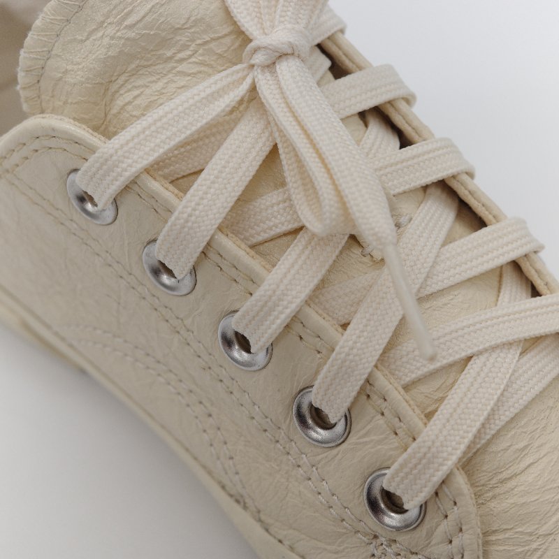 （閒置品♥️未使用）Balenciaga 巴黎世家 Paris 奶油色 牛皮革 低筒 開口笑 帆布鞋 EU37-11