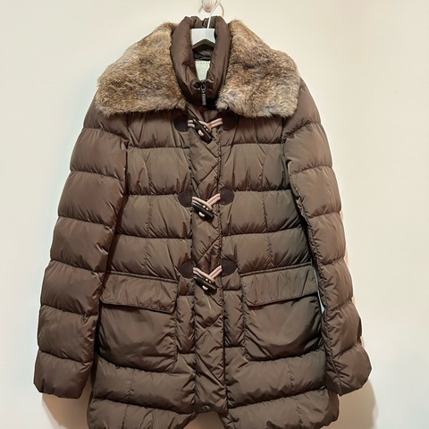 i blues club棕色毛毛領可修身羽絨衣