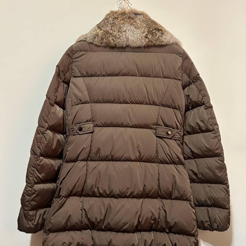 i blues club棕色毛毛領可修身羽絨衣-1