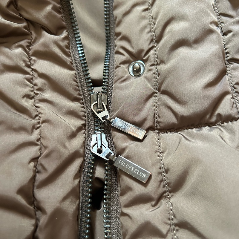 i blues club棕色毛毛領可修身羽絨衣-9