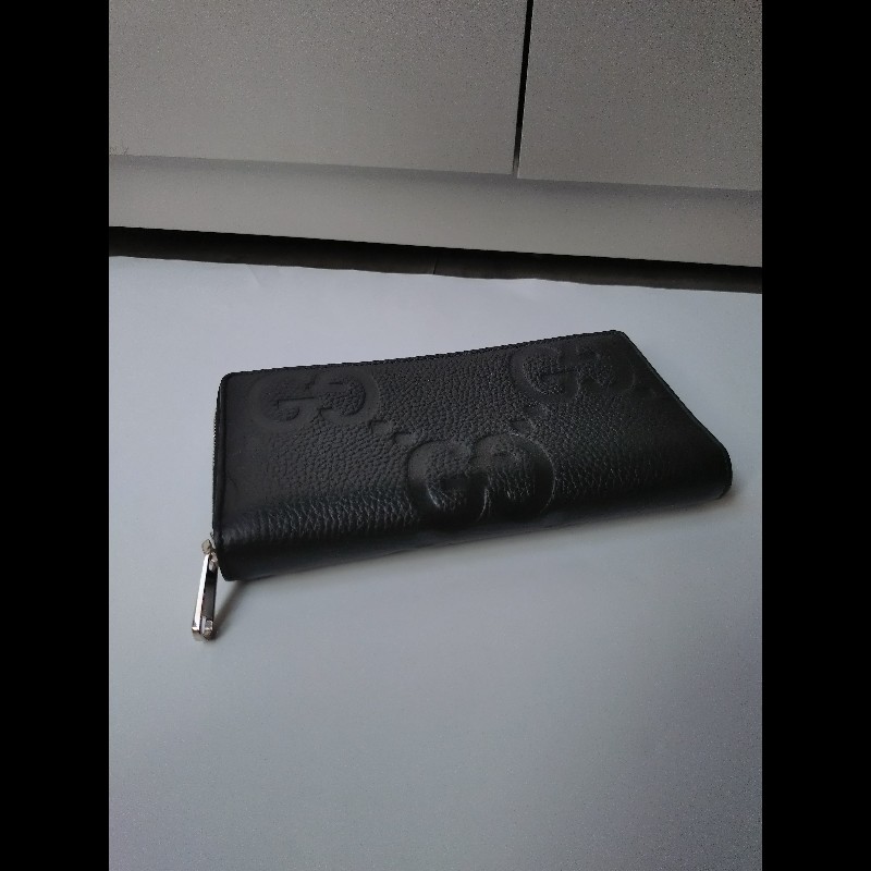Gucci 大G壓紋黑皮拉鍊長夾-3