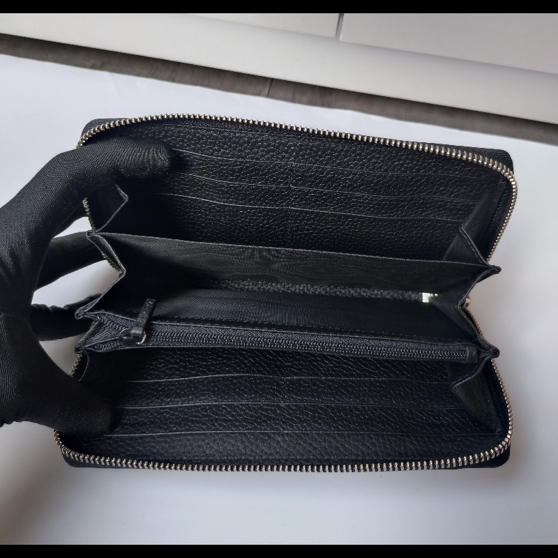 Gucci 大G壓紋黑皮拉鍊長夾-12