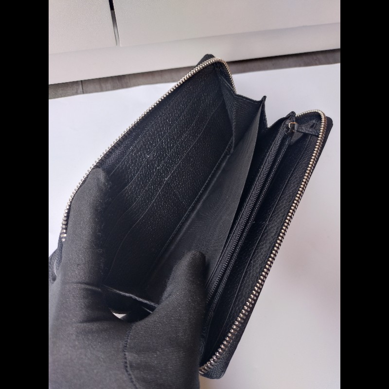 Gucci 大G壓紋黑皮拉鍊長夾-15