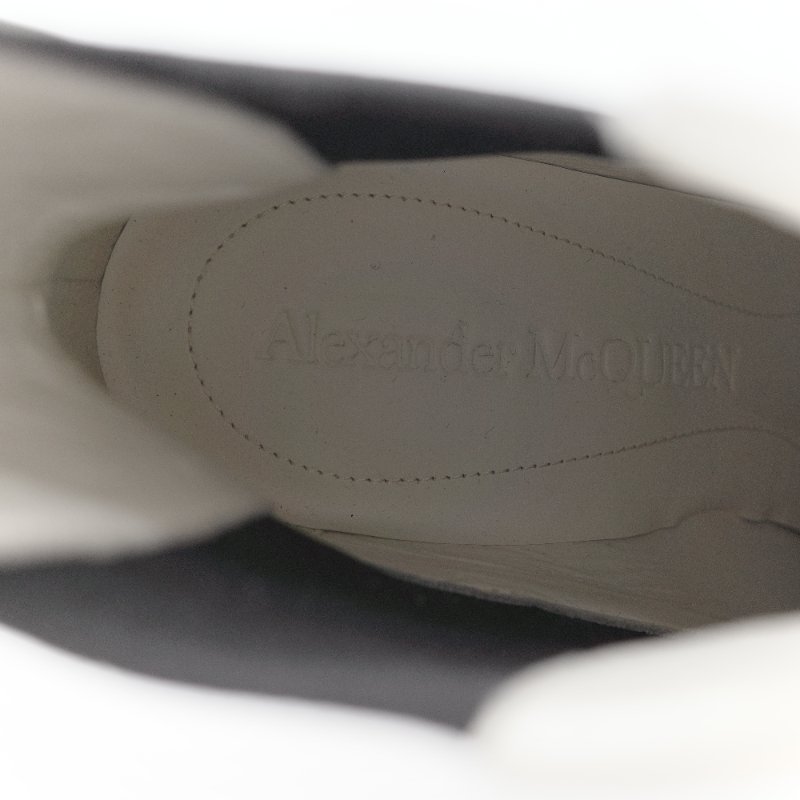 Alexander McQueen 亞歷山大·麥昆 Tread Heeled 白色 象牙色 皮革 粗跟切爾西靴 EU37-6