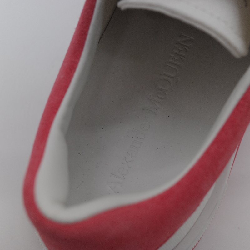 Alexander McQueen 亞歷山大·麥昆 Deck Plimsoll 白色 粉色 帆布 麂皮橡膠 繫帶厚底運動鞋 EU37-8