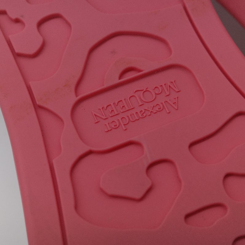 Alexander McQueen 亞歷山大·麥昆 Deck Plimsoll 白色 粉色 帆布 麂皮橡膠 繫帶厚底運動鞋 EU37-10