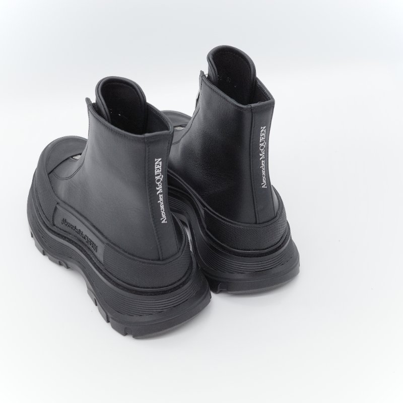 Alexander McQueen 亞歷山大·麥昆 Tread Slick 黑色 小牛皮 拉鍊式短靴 EU37-10