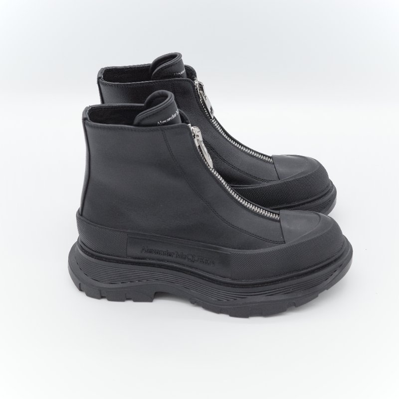 Alexander McQueen 亞歷山大·麥昆 Tread Slick 黑色 小牛皮 拉鍊式短靴 EU37-11