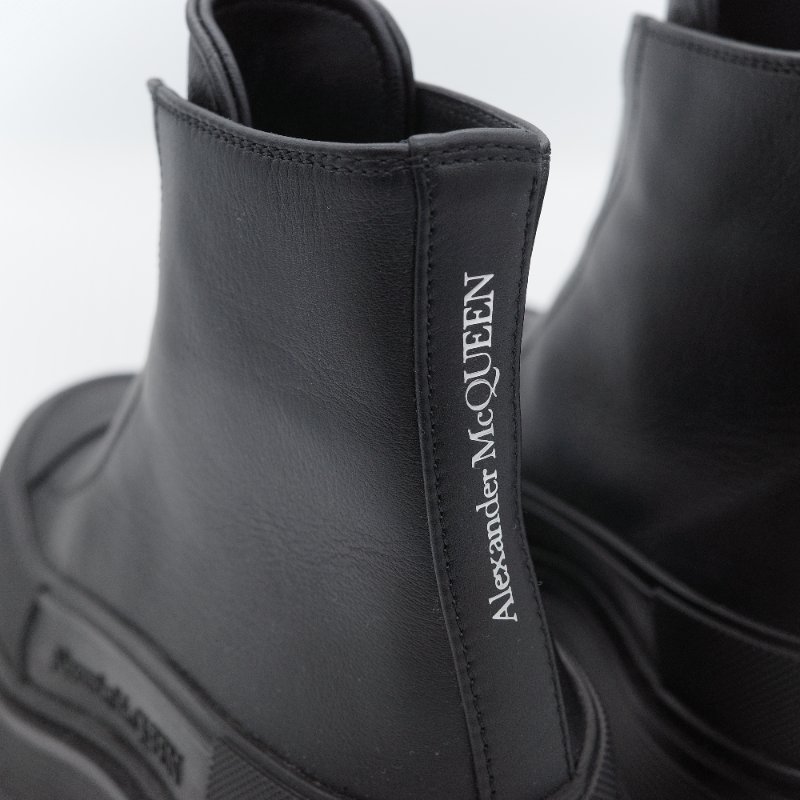 Alexander McQueen 亞歷山大·麥昆 Tread Slick 黑色 小牛皮 拉鍊式短靴 EU37-13