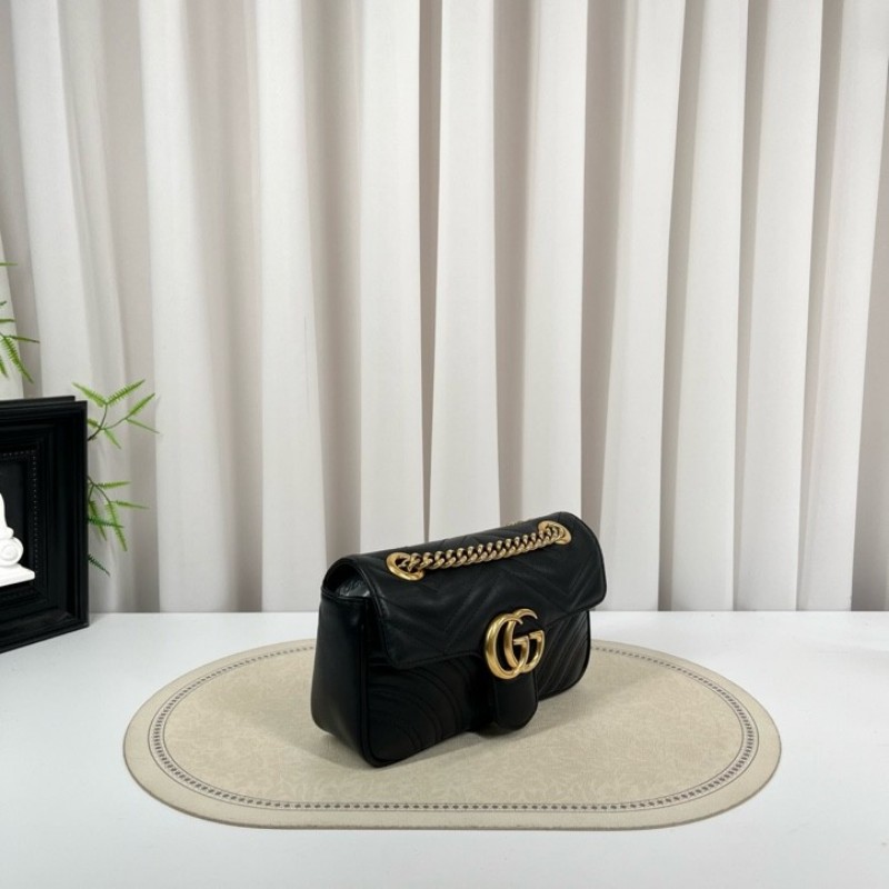 zzz GUCCI古馳 馬蒙22單肩斜挎包 古金色的經典雙G標誌 整體飽滿又精緻 出門輕便又百搭-1