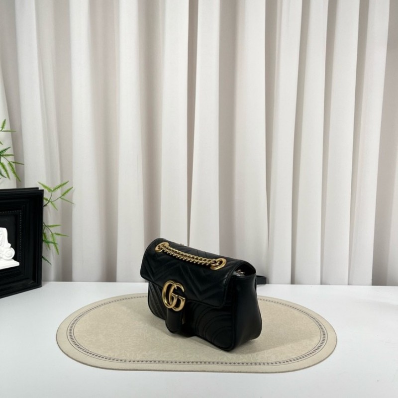 zzz GUCCI古馳 馬蒙22單肩斜挎包 古金色的經典雙G標誌 整體飽滿又精緻 出門輕便又百搭-2