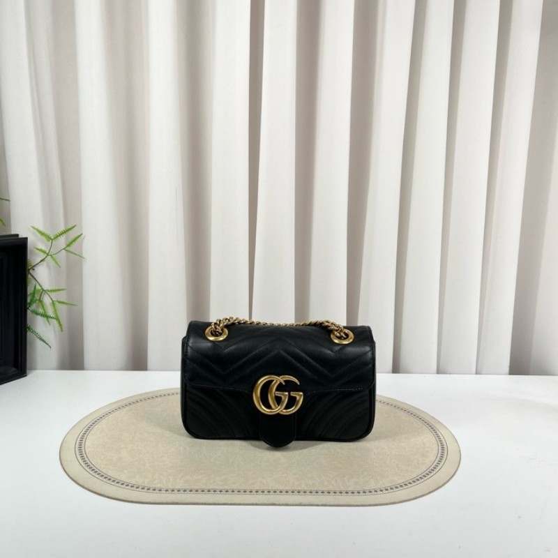 zzz GUCCI古馳 馬蒙22單肩斜挎包 古金色的經典雙G標誌 整體飽滿又精緻 出門輕便又百搭-5