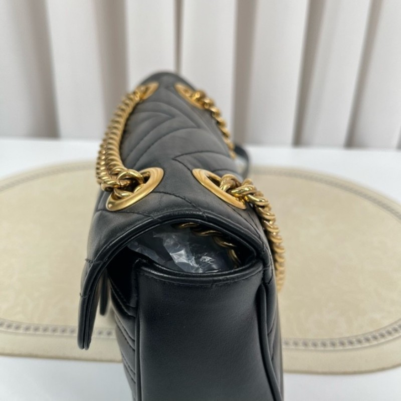 zzz GUCCI古馳 馬蒙22單肩斜挎包 古金色的經典雙G標誌 整體飽滿又精緻 出門輕便又百搭-9