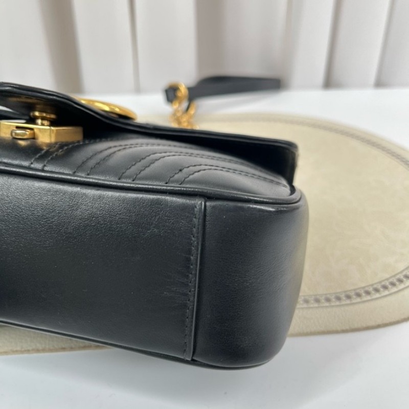 zzz GUCCI古馳 馬蒙22單肩斜挎包 古金色的經典雙G標誌 整體飽滿又精緻 出門輕便又百搭-12