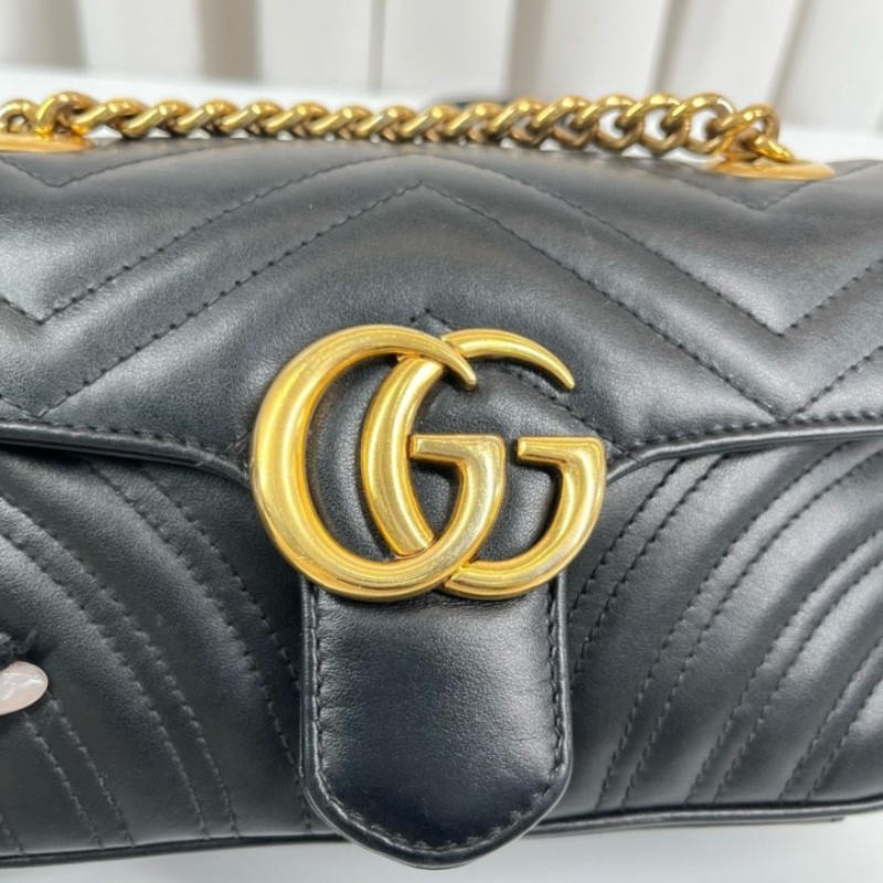 zzz GUCCI古馳 馬蒙22單肩斜挎包 古金色的經典雙G標誌 整體飽滿又精緻 出門輕便又百搭-16