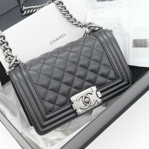 【CP 精選🌟小編推薦】Chanel香奈兒 Boy20 小號 黑色荔枝紋 牛皮 鏈條包 斜背包 單肩包 翻蓋包