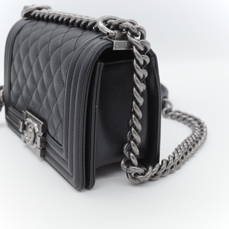 【CP 精選🌟小編推薦】Chanel香奈兒 Boy20 小號 黑色荔枝紋 牛皮 鏈條包 斜背包 單肩包 翻蓋包-4