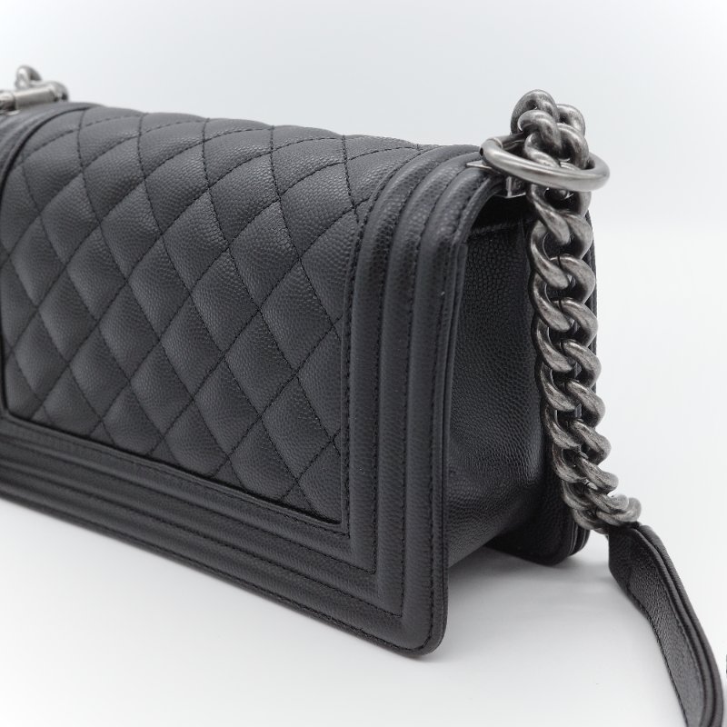 【CP 精選🌟小編推薦】Chanel香奈兒 Boy20 小號 黑色荔枝紋 牛皮 鏈條包 斜背包 單肩包 翻蓋包-9