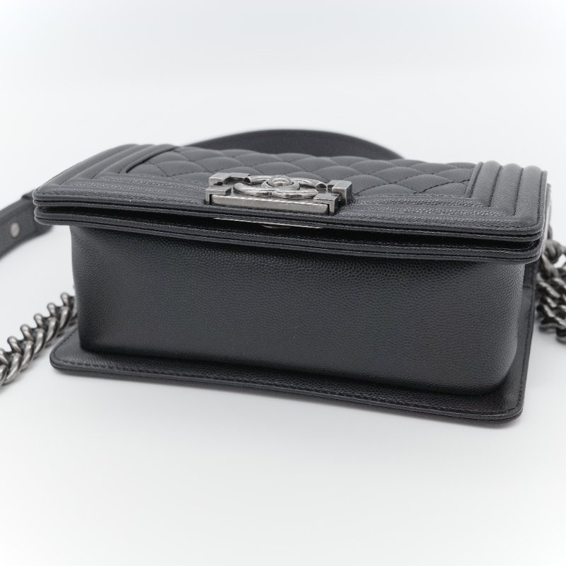 【CP 精選🌟小編推薦】Chanel香奈兒 Boy20 小號 黑色荔枝紋 牛皮 鏈條包 斜背包 單肩包 翻蓋包-11