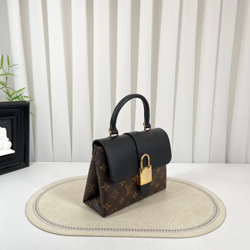 LV路易威登  芯片款 Locky BB金色金屬件鎖頭優雅通勤 經典老花帆布拼牛皮 鎖頭包單肩包斜挎包手提包-3