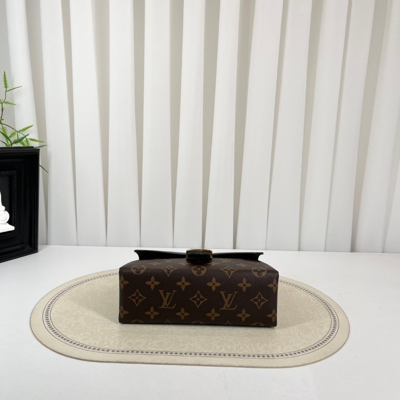 LV路易威登  芯片款 Locky BB金色金屬件鎖頭優雅通勤 經典老花帆布拼牛皮 鎖頭包單肩包斜挎包手提包-4