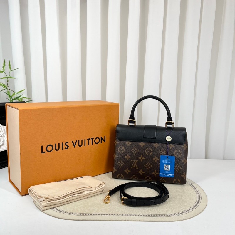 LV路易威登  芯片款 Locky BB金色金屬件鎖頭優雅通勤 經典老花帆布拼牛皮 鎖頭包單肩包斜挎包手提包-6