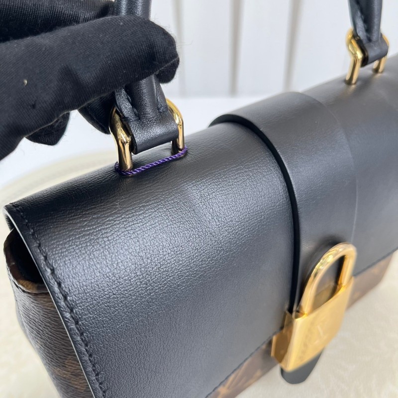 LV路易威登  芯片款 Locky BB金色金屬件鎖頭優雅通勤 經典老花帆布拼牛皮 鎖頭包單肩包斜挎包手提包-9