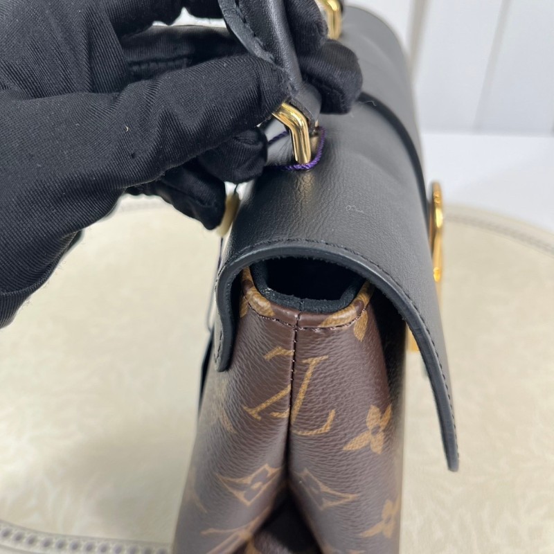 LV路易威登  芯片款 Locky BB金色金屬件鎖頭優雅通勤 經典老花帆布拼牛皮 鎖頭包單肩包斜挎包手提包-11