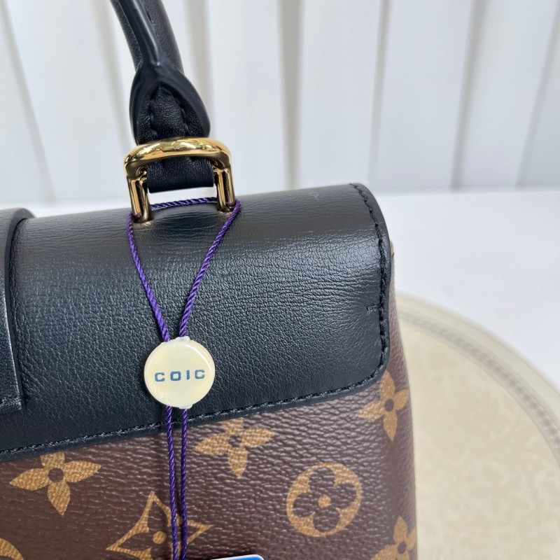 LV路易威登  芯片款 Locky BB金色金屬件鎖頭優雅通勤 經典老花帆布拼牛皮 鎖頭包單肩包斜挎包手提包-12