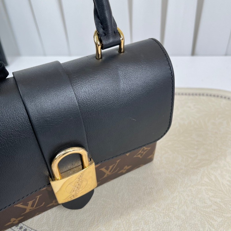 LV路易威登  芯片款 Locky BB金色金屬件鎖頭優雅通勤 經典老花帆布拼牛皮 鎖頭包單肩包斜挎包手提包-13