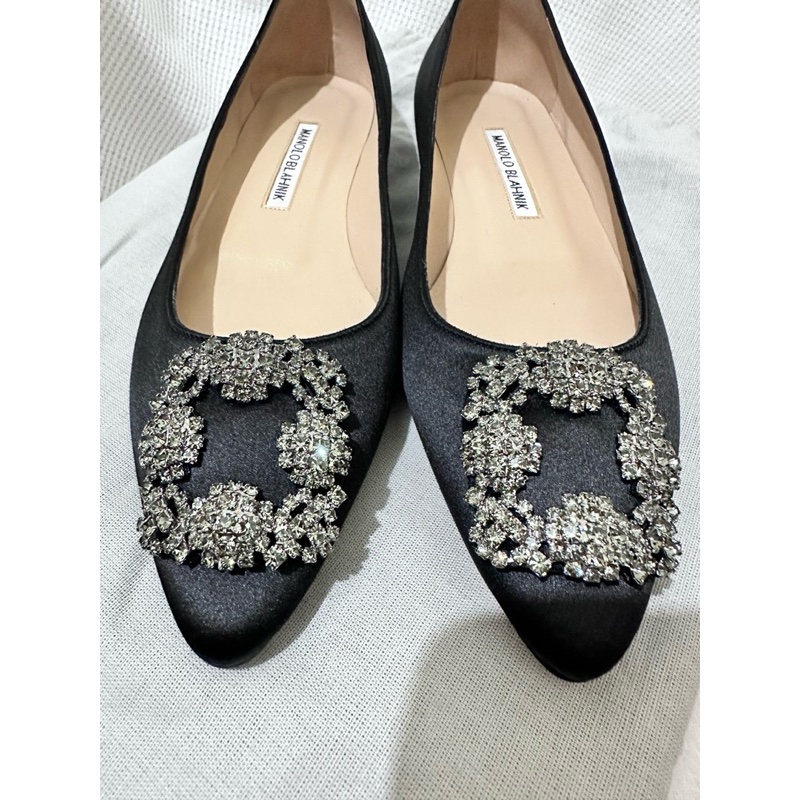 Manolo Blahnik 「近全新」緞面芭蕾平底鞋 黑色/38號-0