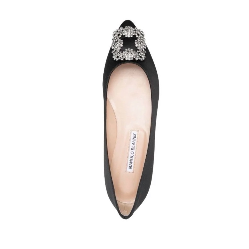 Manolo Blahnik 「近全新」緞面芭蕾平底鞋 黑色/38號-2