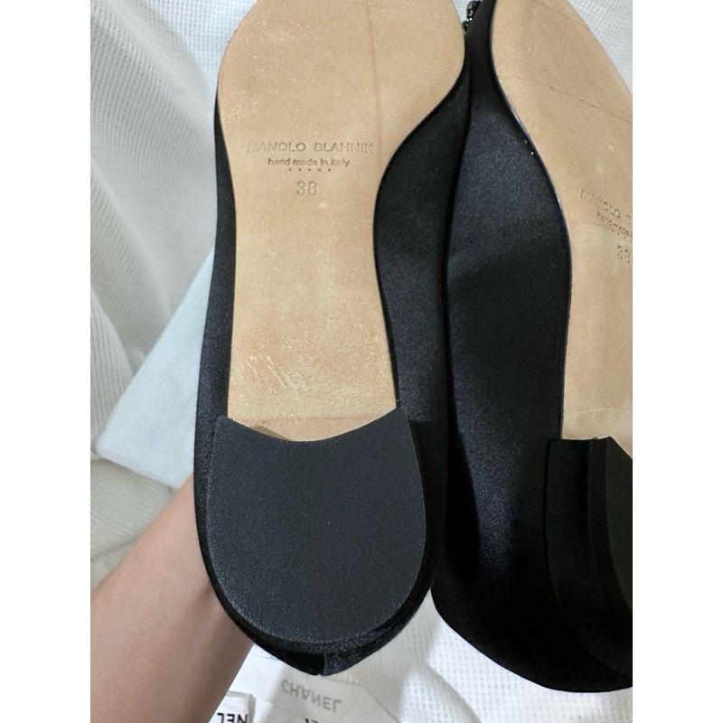 Manolo Blahnik 「近全新」緞面芭蕾平底鞋 黑色/38號-14