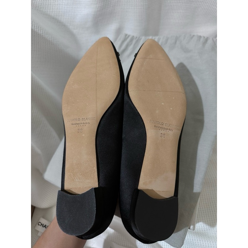 Manolo Blahnik 「近全新」緞面芭蕾平底鞋 黑色/38號-16