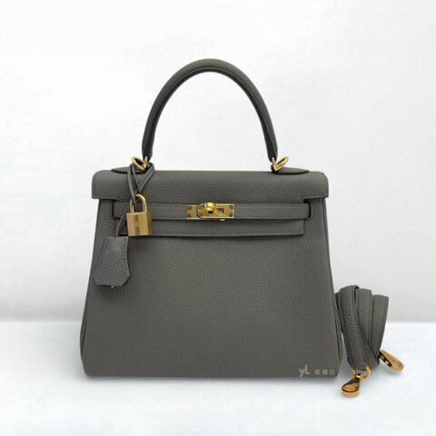 S5272-HERMES包包 8F錫器灰TOGO皮金扣KELLY 25CM