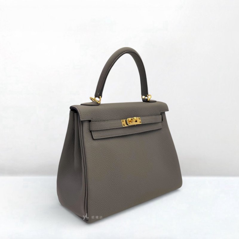 S5272-HERMES包包 8F錫器灰TOGO皮金扣KELLY 25CM-1