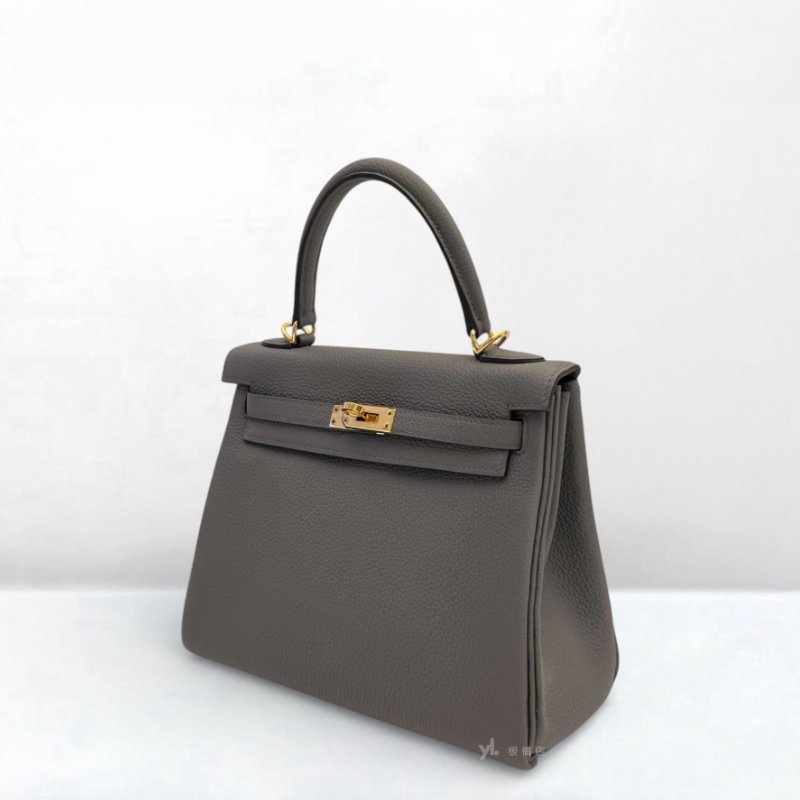 S5272-HERMES包包 8F錫器灰TOGO皮金扣KELLY 25CM-2