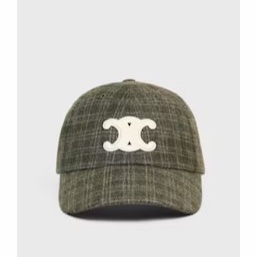 Celine 男士 格紋羊毛棒球帽-0