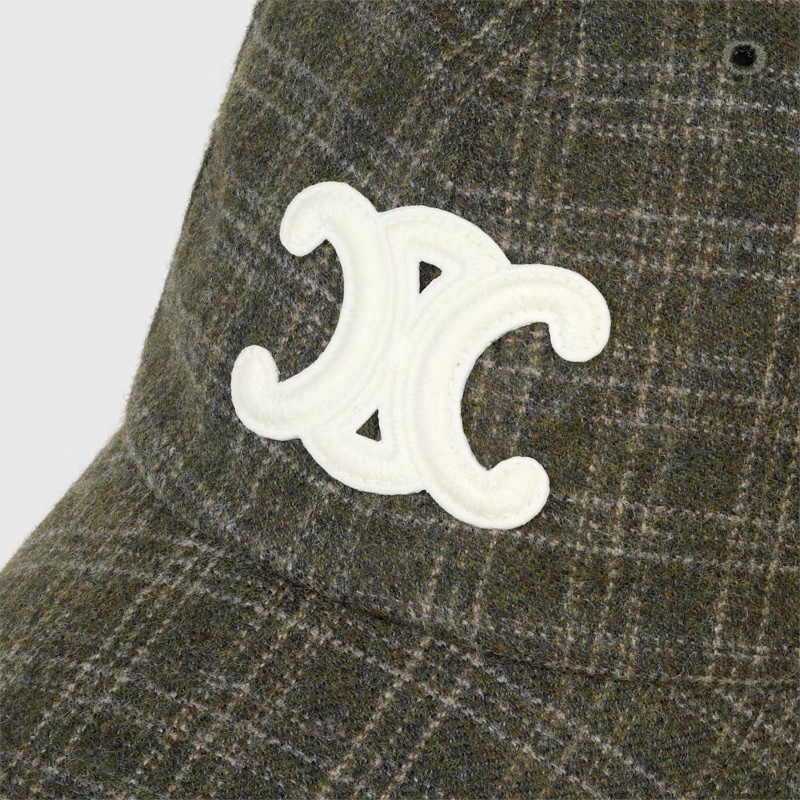 Celine 男士 格紋羊毛棒球帽-4