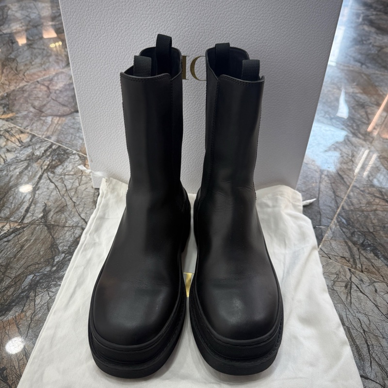 DIOR迪奧 Trial 牛皮革 時尚百搭 短筒 切爾西靴 女款 黑色 尺碼：37.5碼 附件：塵袋-1