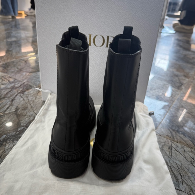 DIOR迪奧 Trial 牛皮革 時尚百搭 短筒 切爾西靴 女款 黑色 尺碼：37.5碼 附件：塵袋-2