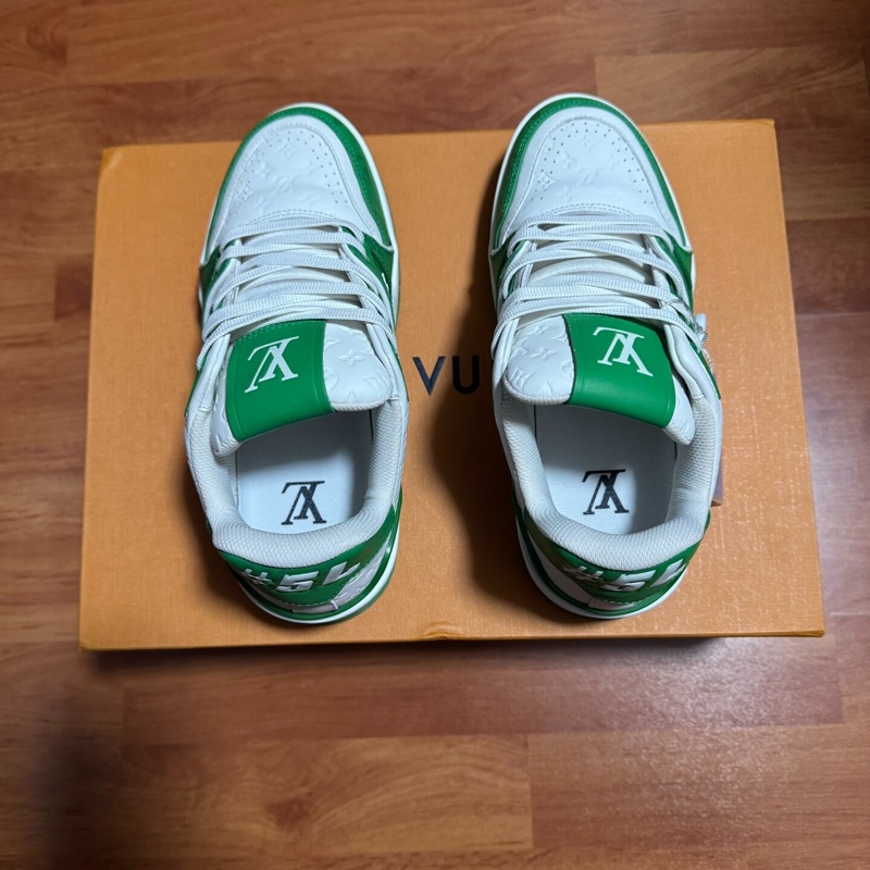 Lv Trainer白綠 路易威登低幫時尚板鞋 男女同款 36.5碼-3
