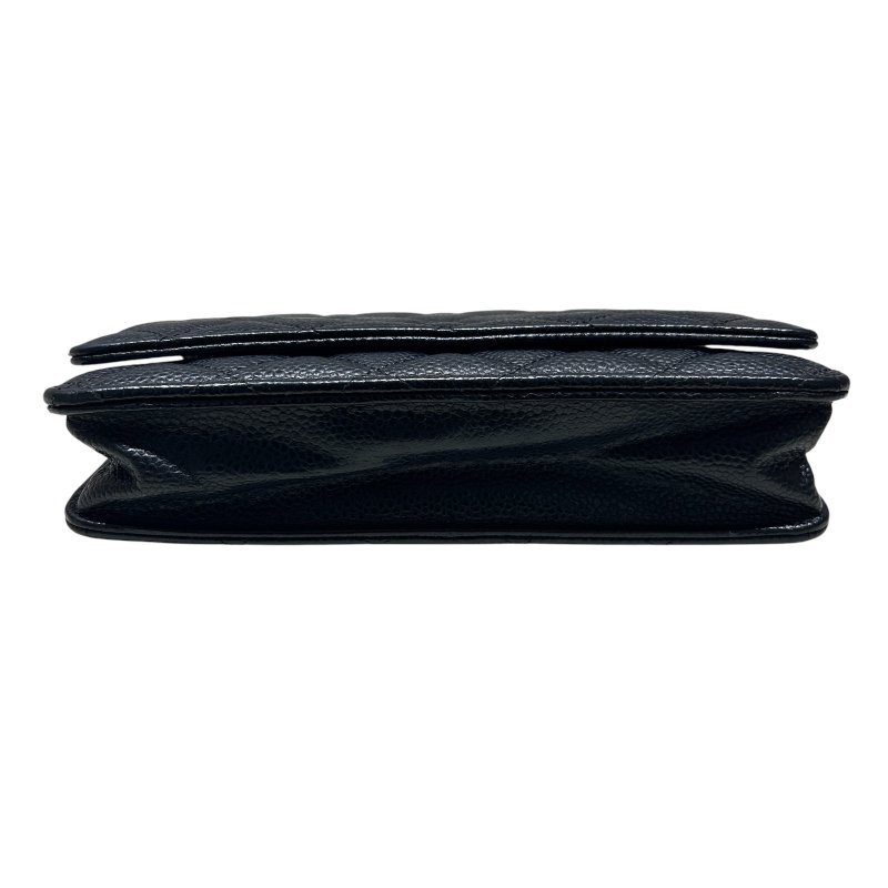 CHANEL 香奈兒 WOC翻蓋包 鍊帶肩背包 小牛皮 黑色 金扣-4