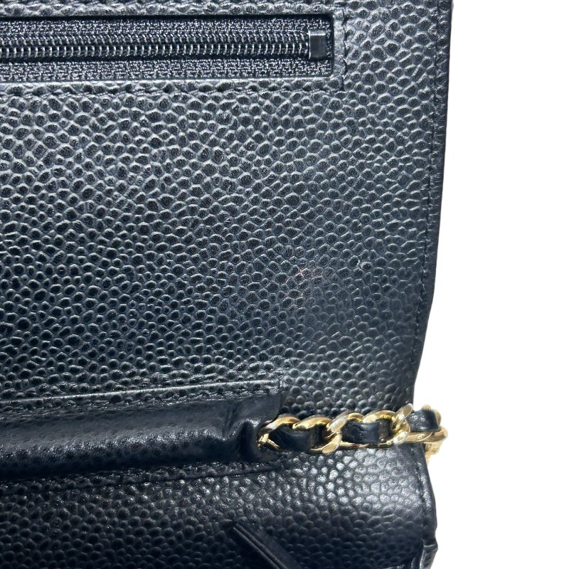 CHANEL 香奈兒 WOC翻蓋包 鍊帶肩背包 小牛皮 黑色 金扣-14